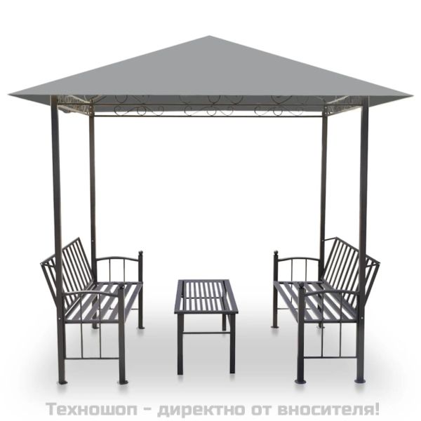 Градинска шатра с маса и пейки 2,5x1,5x2,4 м антрацит