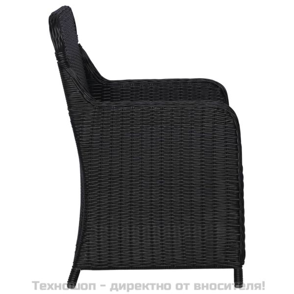 Външни столове с възглавници, 2 бр, полиратан, черни