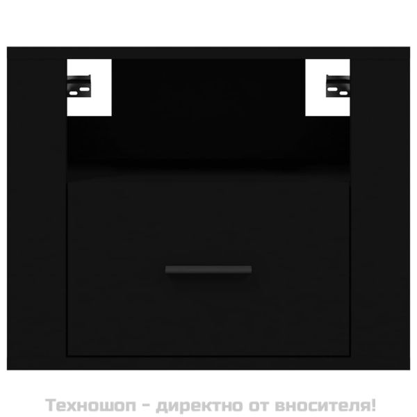 Нощно шкафче за стенен монтаж, черно, 50x36x40 см