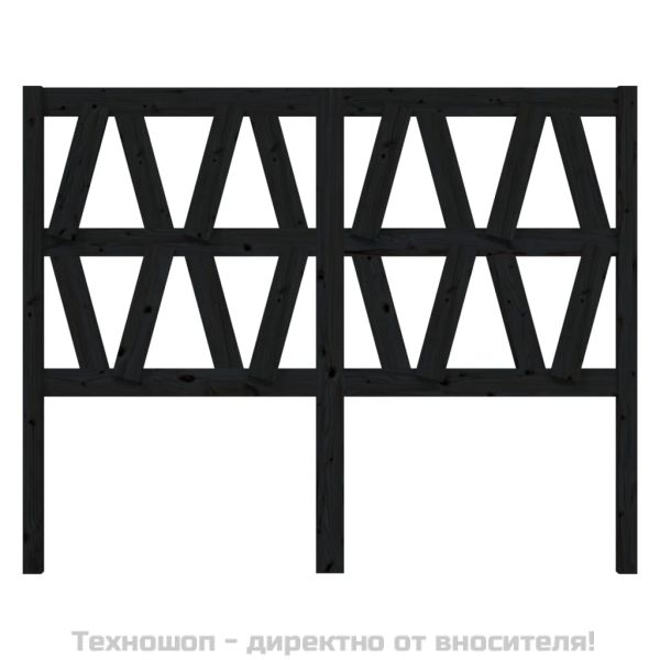 Горна табла за легло, черна, 166x4x100 см, бор масив