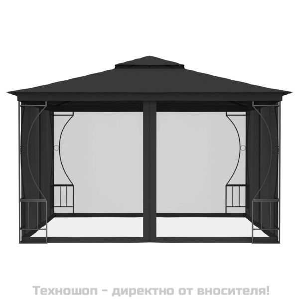 Градинска шатра с мрежи, 300x300x265 см, антрацит