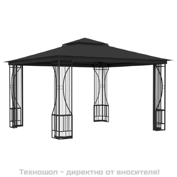 Градинска шатра с мрежи, 300x300x265 см, антрацит