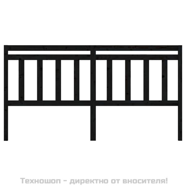 Горна табла за легло, черна, 186x4x100 см, бор масив