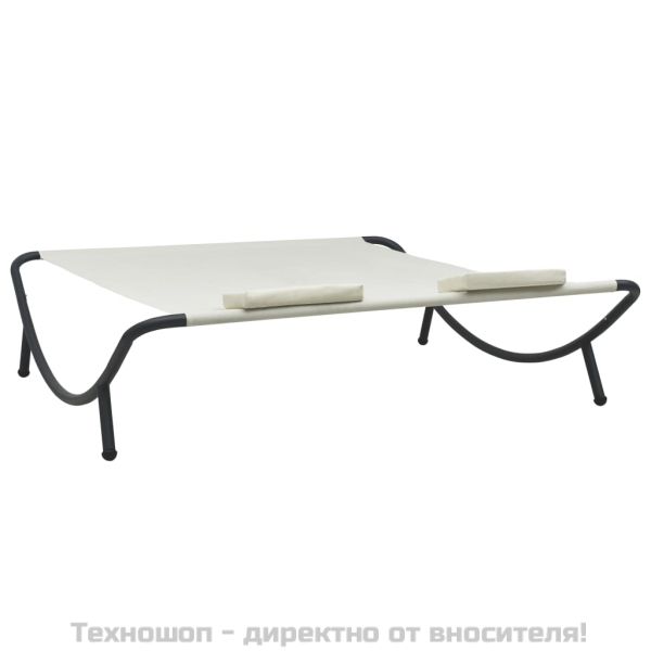 Градинско лаундж легло, текстил, кремаво