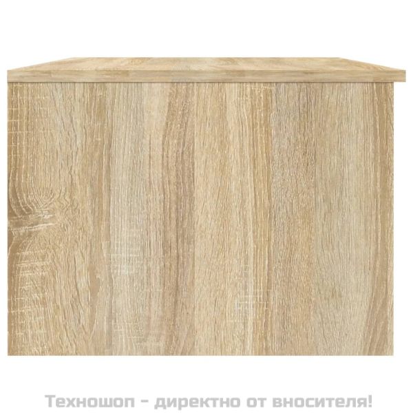 Кафе маса, бяло и дъб сонома, 102x50x36 см, инженерно дърво