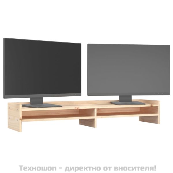 Поставка за монитор, 100x24x16 см, бор масив