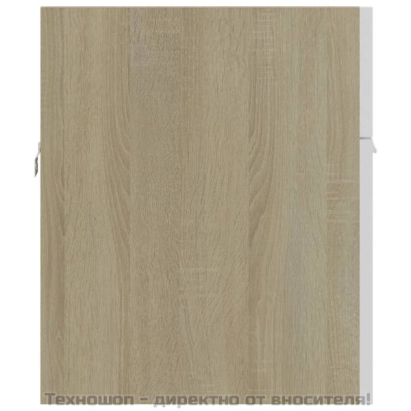 Долен шкаф за мивка, бяло и дъб сонома, 90x38,5x46 см