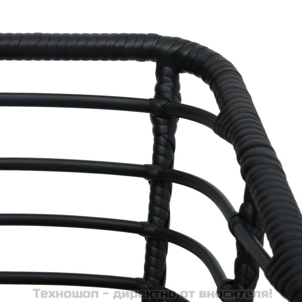 Градински столове с възглавници, 2 бр, полиратан, черни