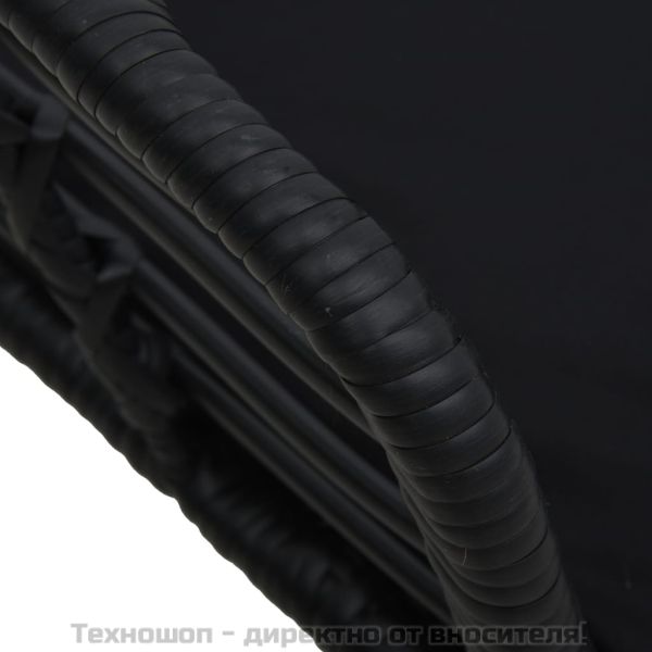 Градински столове с възглавници, 2 бр, полиратан, черни