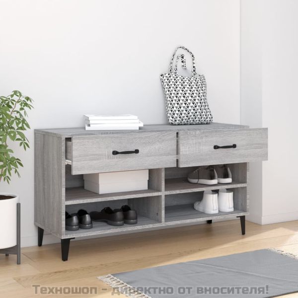 Шкаф за обувки, сив сонома, 102x35x55 см, инженерно дърво