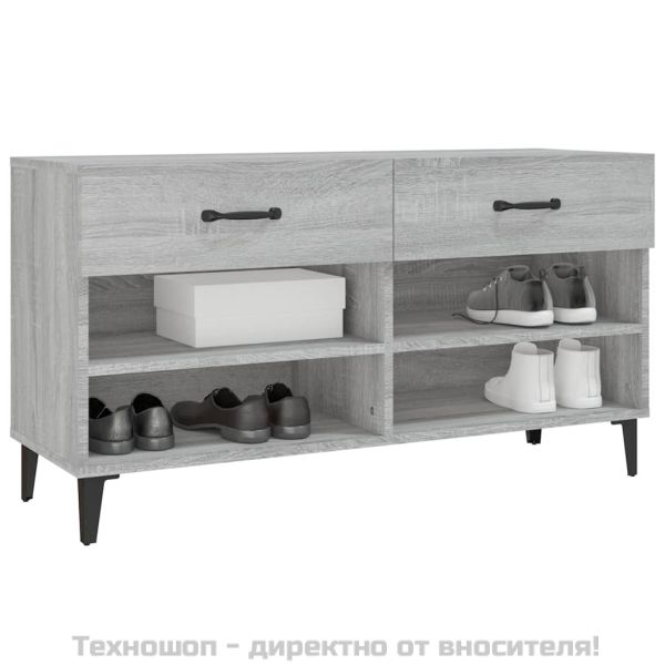 Шкаф за обувки, сив сонома, 102x35x55 см, инженерно дърво
