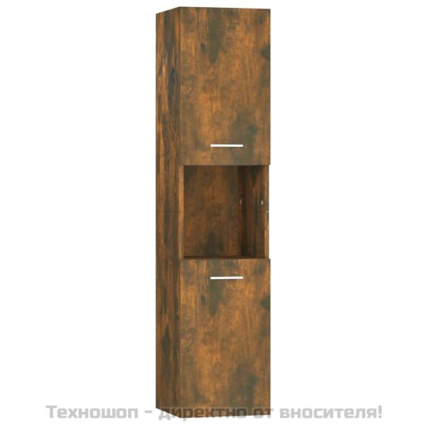 Шкаф за баня, опушен дъб, 30x30x130 см, инженерно дърво