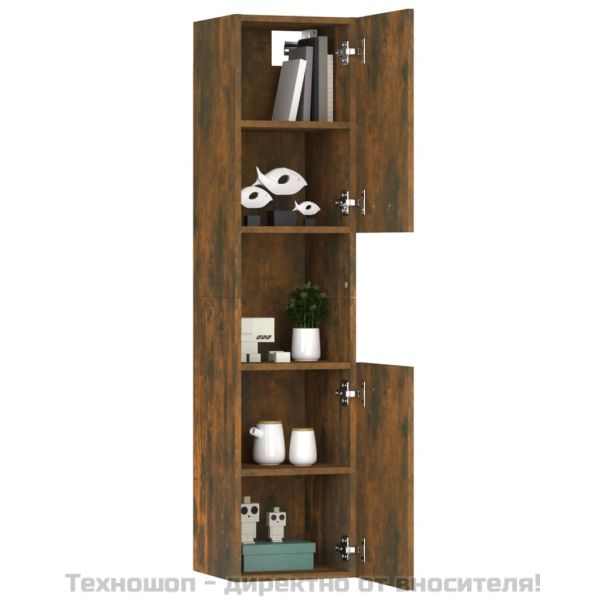 Шкаф за баня, опушен дъб, 30x30x130 см, инженерно дърво