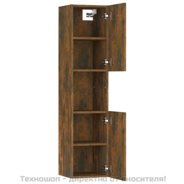 Шкаф за баня, опушен дъб, 30x30x130 см, инженерно дърво