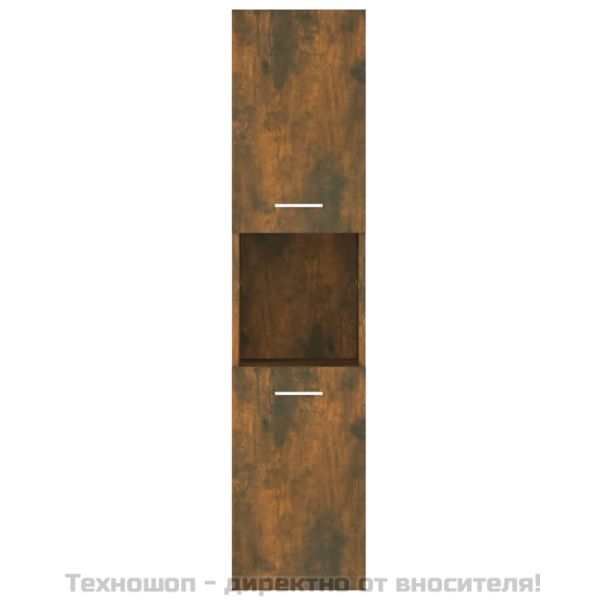 Шкаф за баня, опушен дъб, 30x30x130 см, инженерно дърво