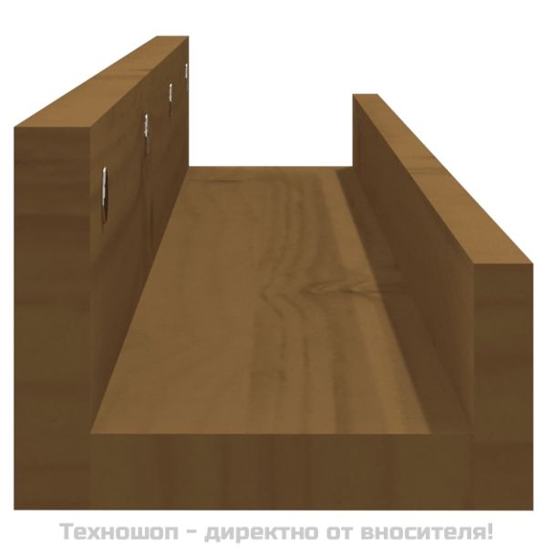 Стенни рафтове, 2 бр, меденокафяви, 80x12x9 см, бор масив