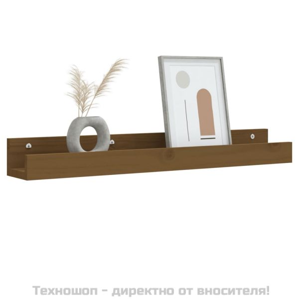 Стенни рафтове, 2 бр, меденокафяви, 80x12x9 см, бор масив