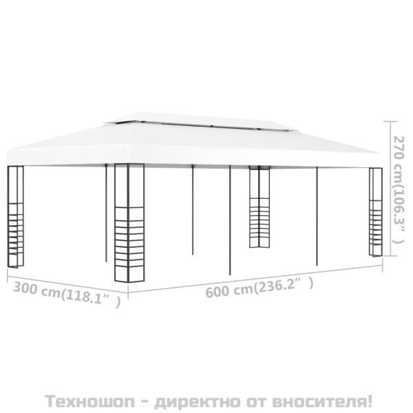 Шатра беседка, 6x3 м, бяла