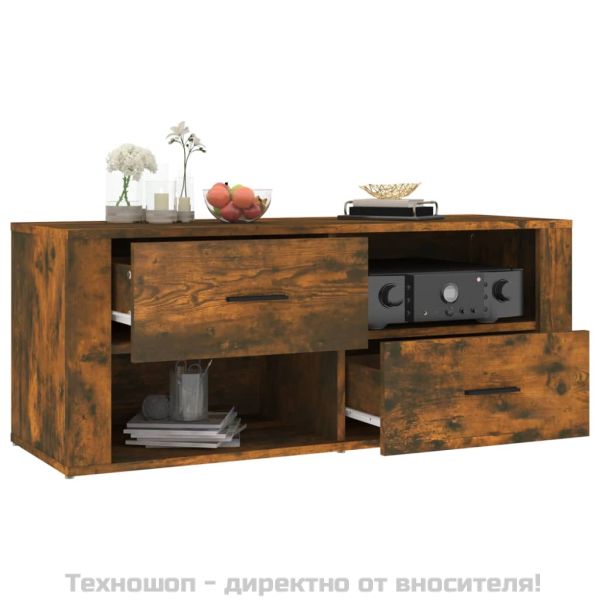 ТB шкаф, опушен дъб, 100x35x40 см, инженерно дърво