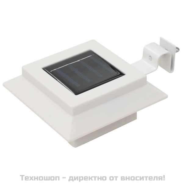 Градински соларни лампи, 6 бр, LED, квадратни, 12 см, бели