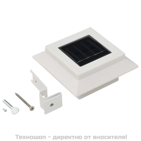 Градински соларни лампи, 6 бр, LED, квадратни, 12 см, бели