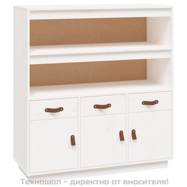 Висок шкаф, бял, 100x40x108,5 см, борово дърво масив