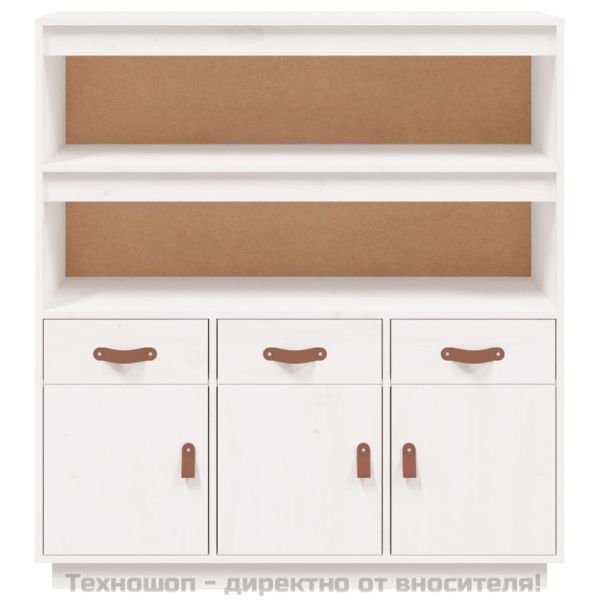 Висок шкаф, бял, 100x40x108,5 см, борово дърво масив