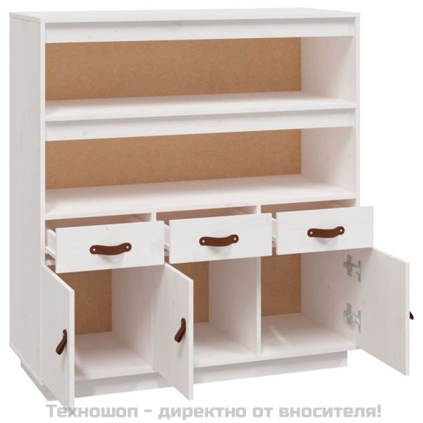 Висок шкаф, бял, 100x40x108,5 см, борово дърво масив