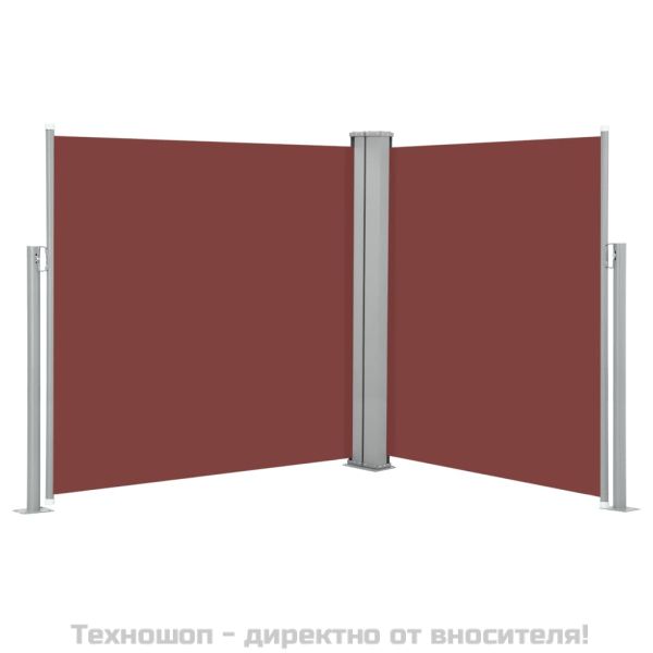 Прибираща се странична тента, кафява, 140x600 см