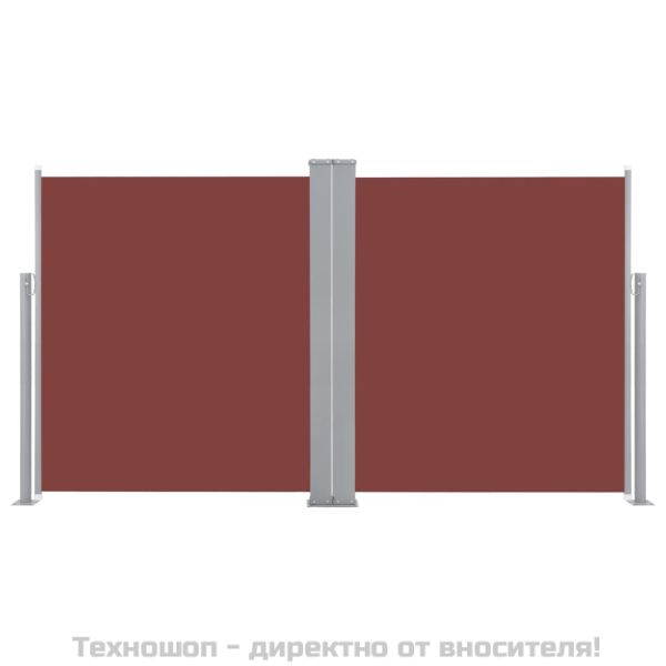 Прибираща се странична тента, кафява, 140x600 см