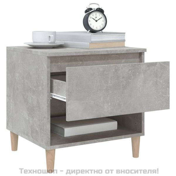 Нощна масичка, бетонно сива, 50x46x50 см, инженерно дърво