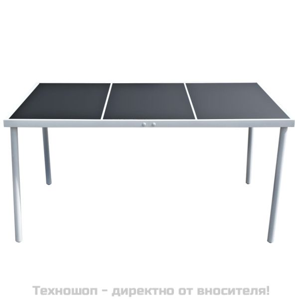 Градинска маса, 150x90x74 см, черна, стомана