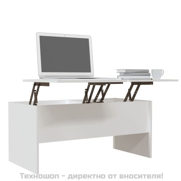 Маса за кафе, бяла, 102x50,5x46,5 см, инженерно дърво