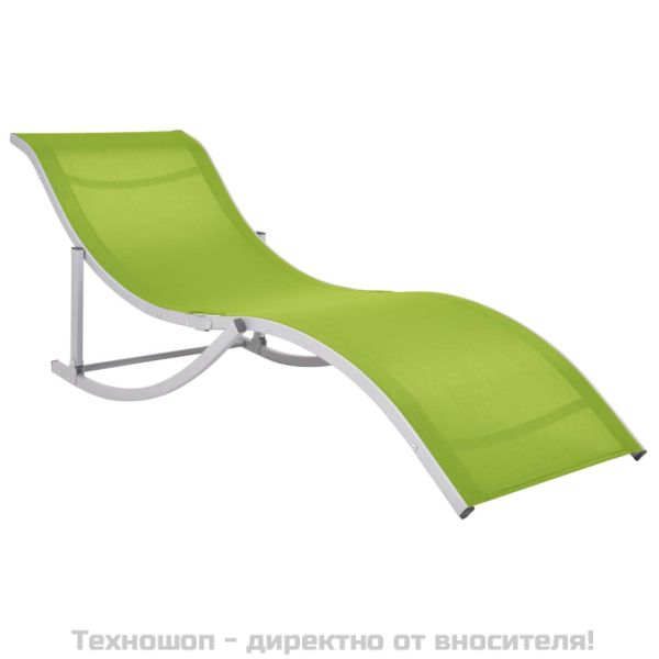Сгъваеми шезлонги, 2 бр, зелени, textilene