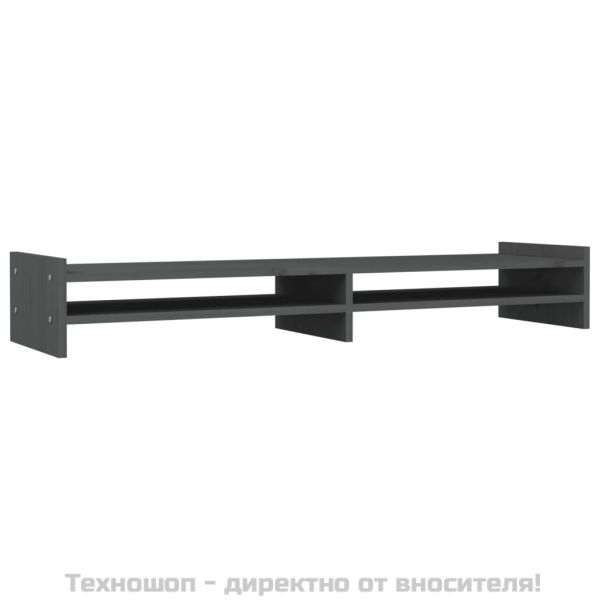 Поставка за монитор, сива, 100x27x15 см, бор масив