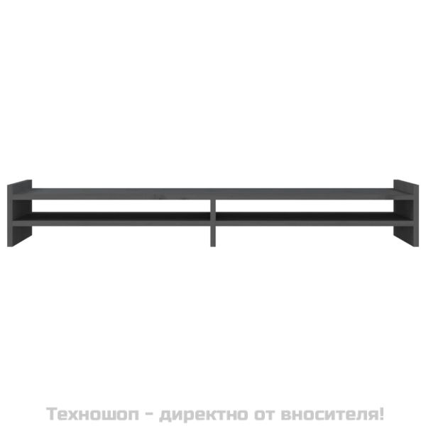 Поставка за монитор, сива, 100x27x15 см, бор масив