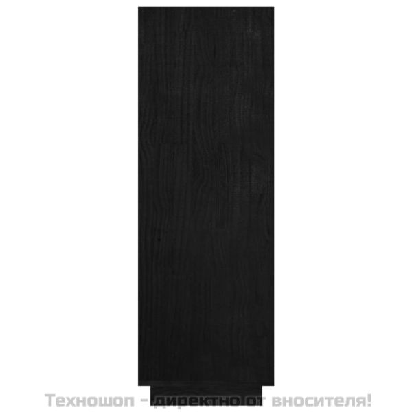 Библиотека/разделител за стая, черна, 80x35x103 см, бор масив