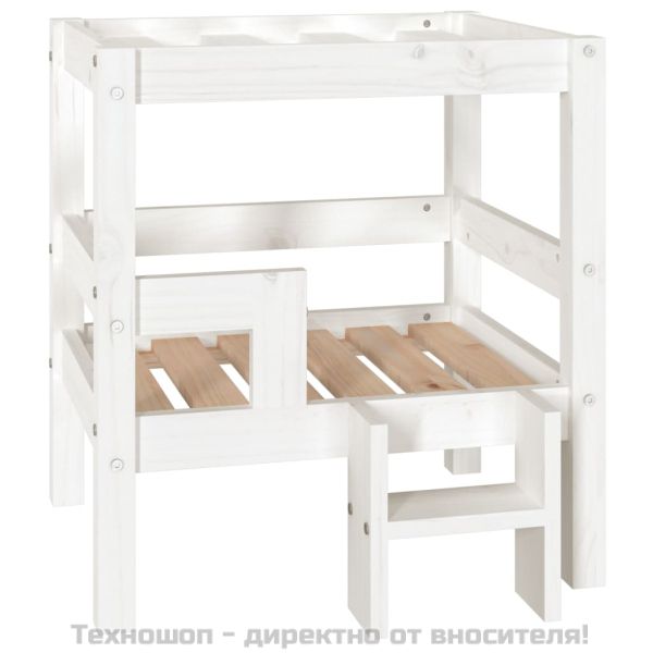 Кучешко легло, бяло, 55,5x53,5x60 см, борова дървесина масив