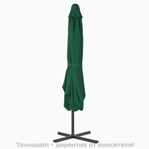 Градински чадър със стоманен прът, 250x250 см, зелен