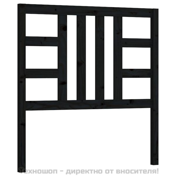 Горна табла за легло, черна, 81x4x100 см, бор масив