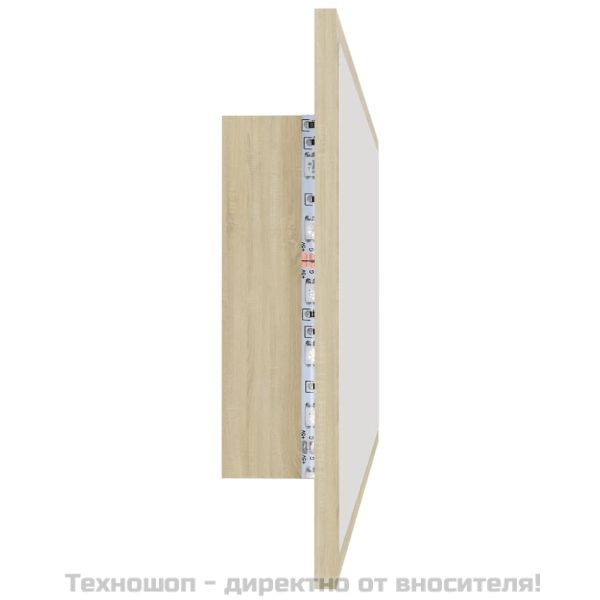 LED огледало за баня, дъб сонома, 100x8,5x37 см, акрил