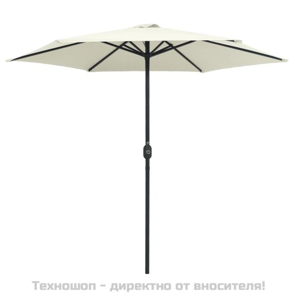 Градински чадър с алуминиев прът, 270x246 см, пясъчнобял