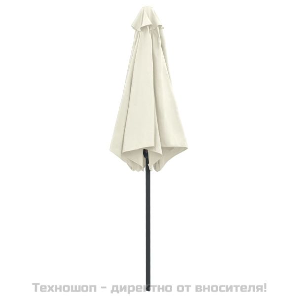 Градински чадър с алуминиев прът, 270x246 см, пясъчнобял