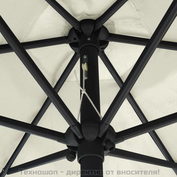 Градински чадър с алуминиев прът, 270x246 см, пясъчнобял