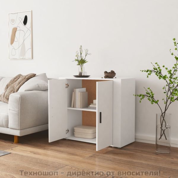 Сайдборд, бял, 80x33x70 см, инженерно дърво