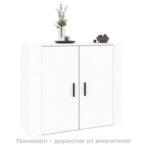 Сайдборд, бял, 80x33x70 см, инженерно дърво