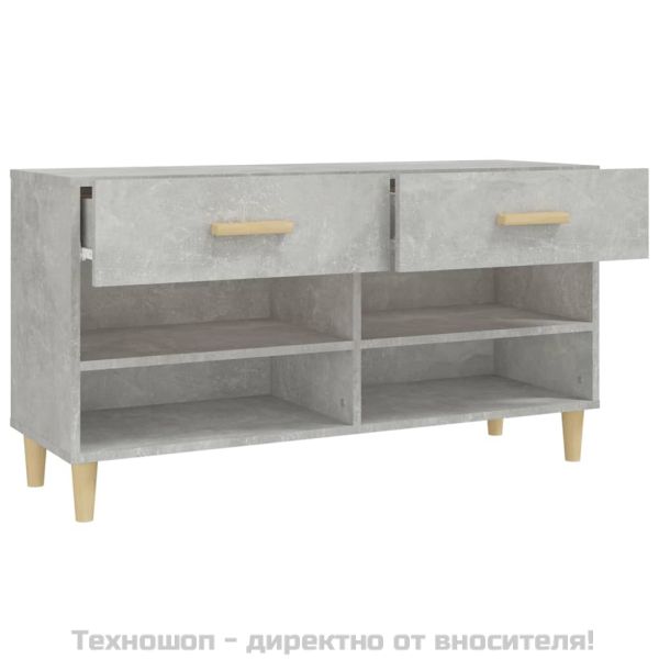 Шкаф за обувки, бетонно сив, 102x35x55 см, инженерно дърво