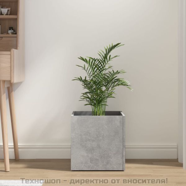 Плантерна кутия, бетонно сива, 40x40x40 см, инженерно дърво