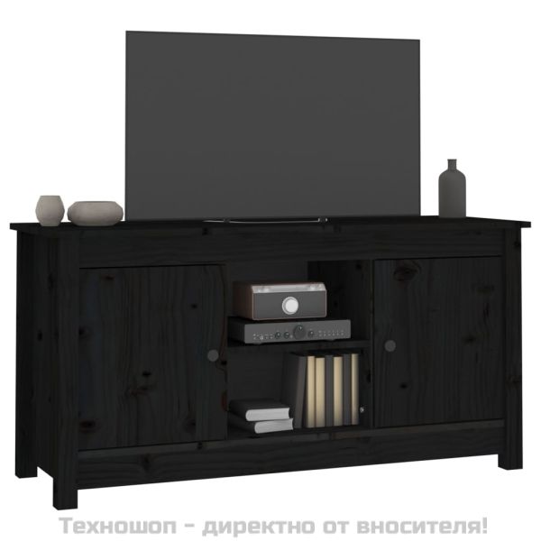 ТВ шкаф, черен, 103x36,5x52 см, бор масив
