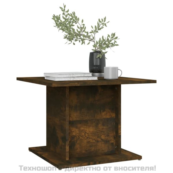 Кафе маса, опушен дъб, 55,5x55,5x40 см, инженерно дърво